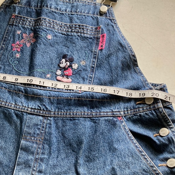 Disney Denim Short Overalls with Mickey & Floral Embroidery - Picture 12 of 14